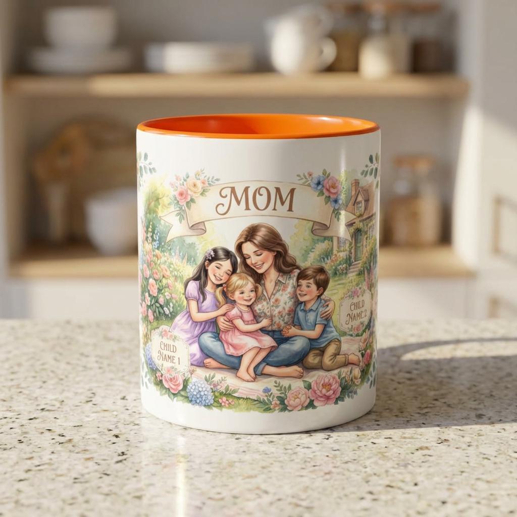Personalized Mom Name Accent Coffee Mug | Custom Mother's Day Nana Grandma Ceramic Cup