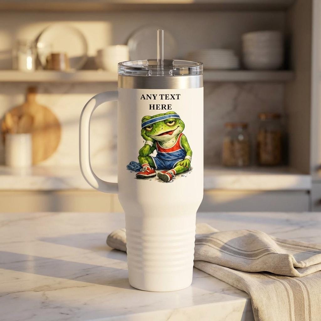 Personalized 40oz Travel Mug | Any text Insulated Cup with Straw & Handle