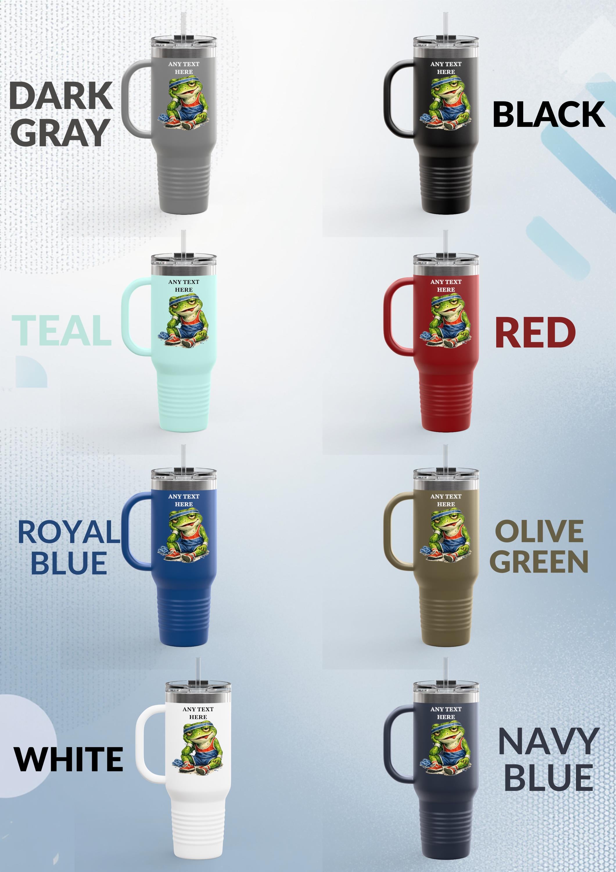 Personalized 40oz Travel Mug | Any text Insulated Cup with Straw & Handle