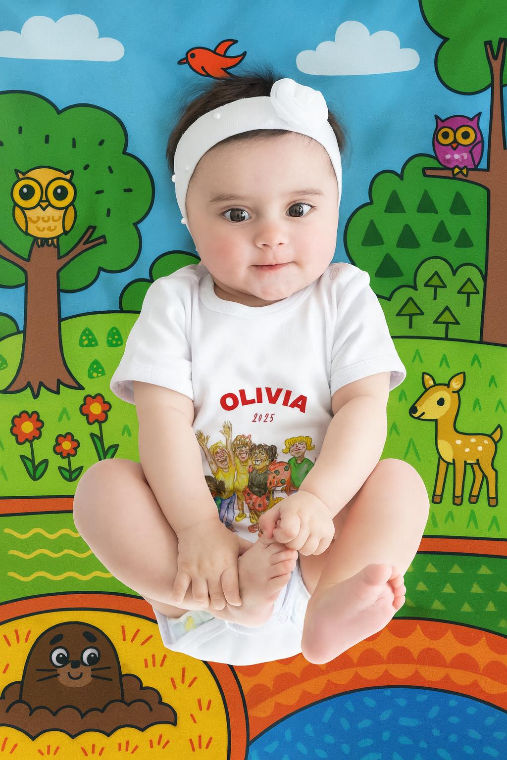 Personalized Baby Onesie, Hand-Drawn Kids Illustration, Baby Shower Gift