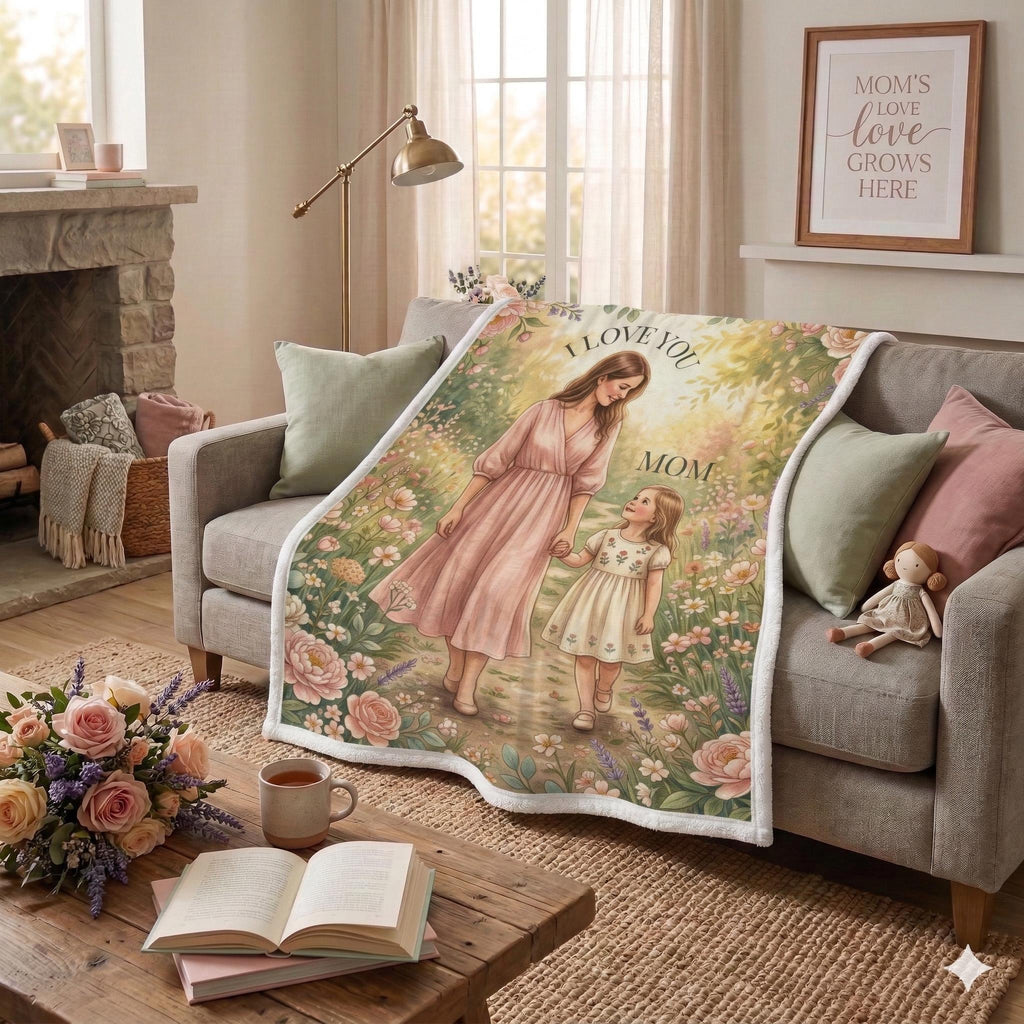 Personalized Mother's Day Velveteen Plush Blanket
