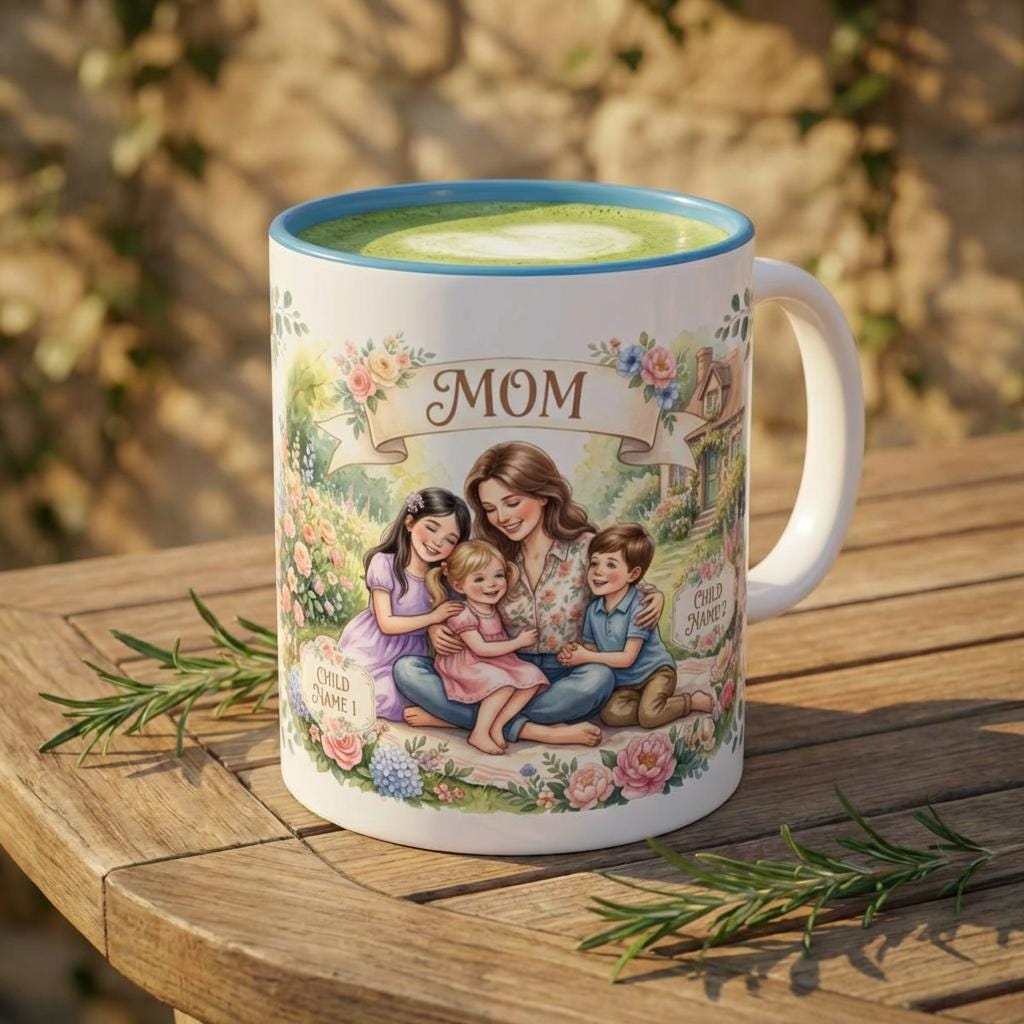 Personalized Mom Name Accent Coffee Mug | Custom Mother's Day Nana Grandma Ceramic Cup