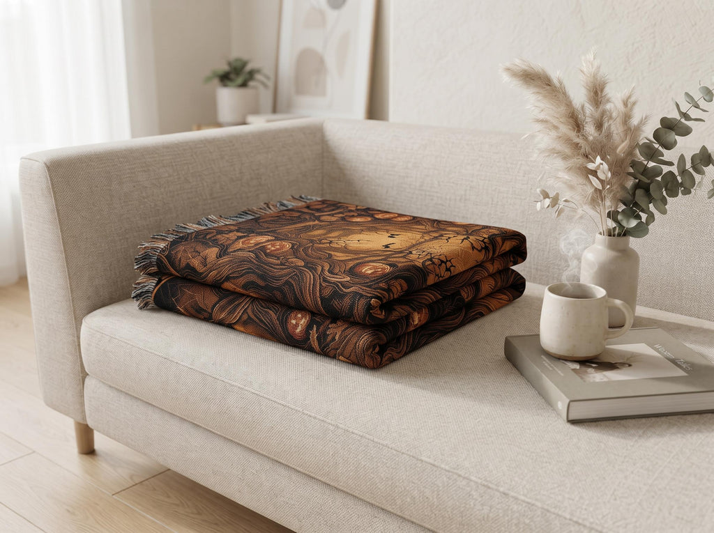 Neutral Halloween Blanket Boho Halloween Decor Woven Blanket Halloween Throw Blanket Fall Home Decor