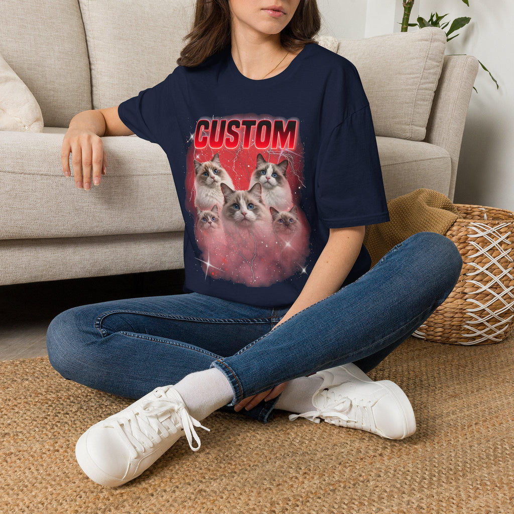 Custom Bootleg T-Shirt, Personalized Vintage Graphic Tee,  Custom Picture T-Shirt, Custom Photo Collage Tee, Unisex Oversized Gift