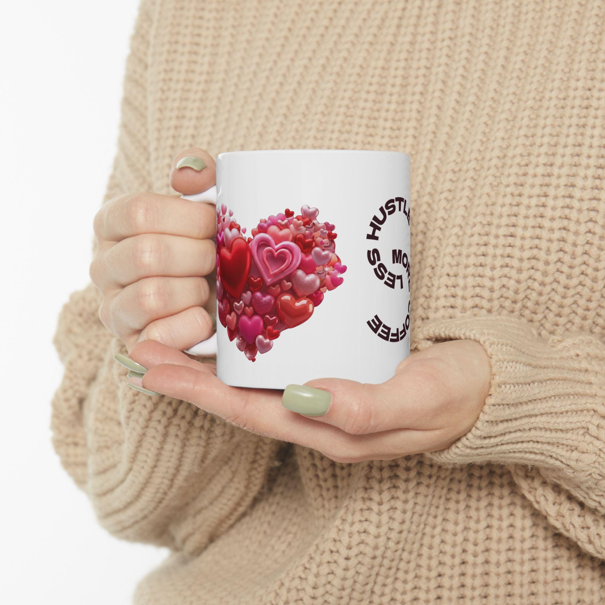 Personalized Heart Ceramic Mug, Custom Name Coffee Cup, Mother's Day Valentine Gift