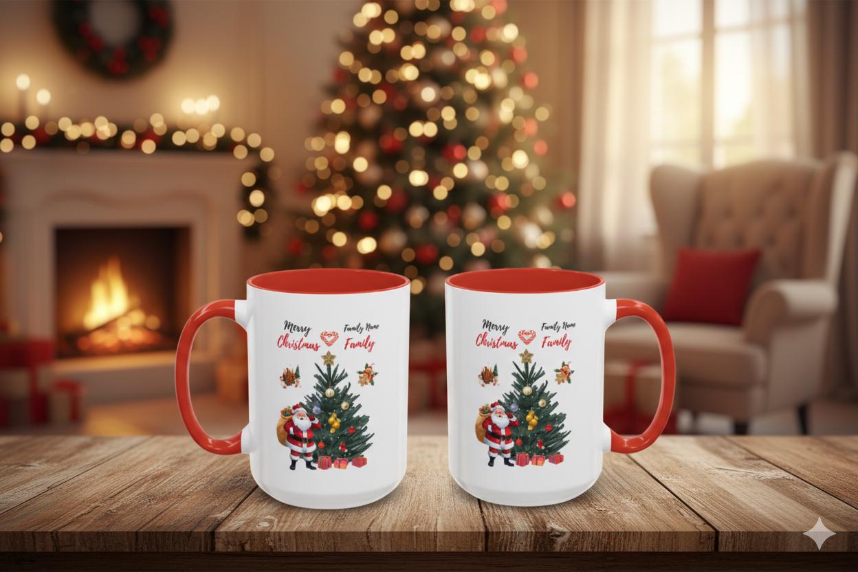Personalized Family Christmas Mug, Matching Coffee Cups