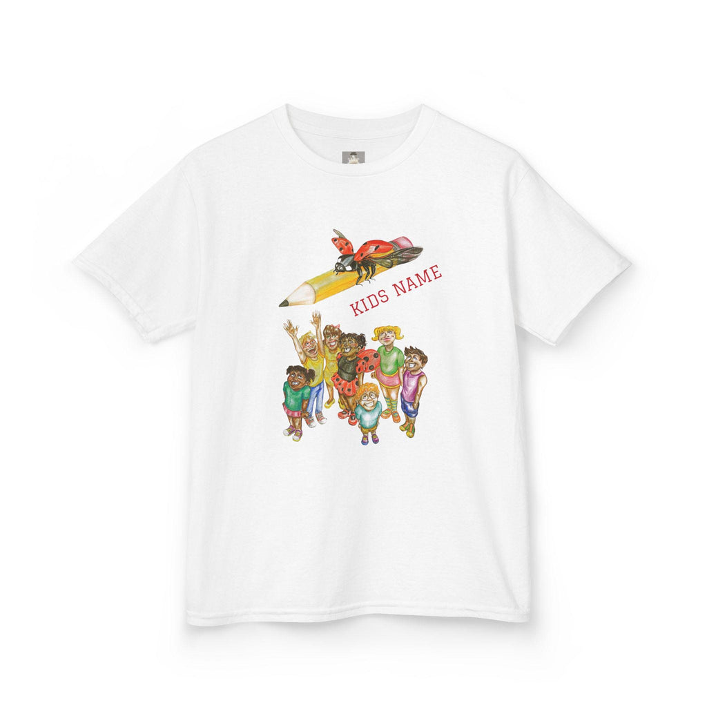 Personalized Kids Cartoon Adventure Crew T-Shirt | Rocket Pencil, Kids Name Back