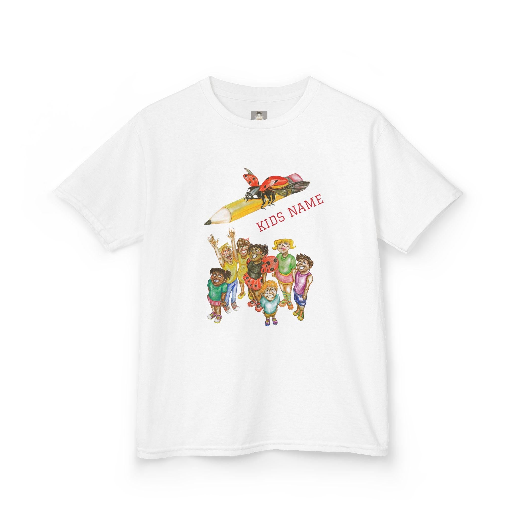 Personalized Kids Cartoon Adventure Crew T-Shirt | Rocket Pencil, Kids Name Back