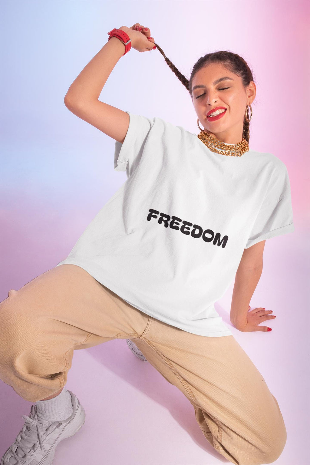 FREEDOM text tee | Quote back print tee, 'If small people cast big shadows'