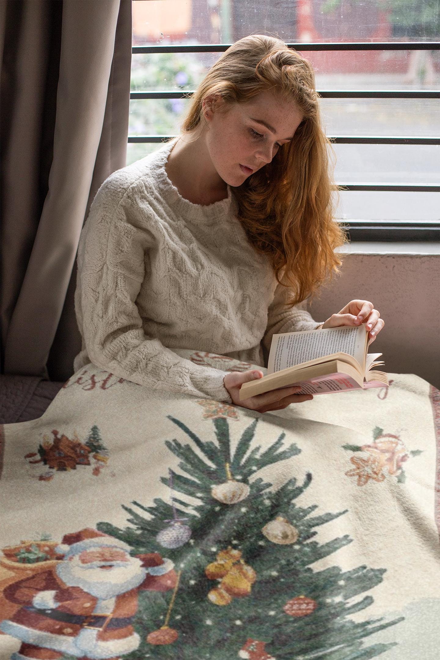 Personalized Christmas Blanket: Family Name Woven Cotton Xmas Gift
