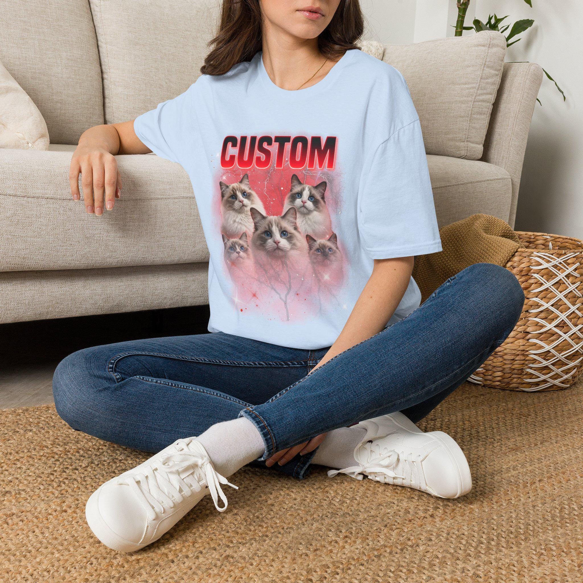 Custom Bootleg T-Shirt, Personalized Vintage Graphic Tee,  Custom Picture T-Shirt, Custom Photo Collage Tee, Unisex Oversized Gift