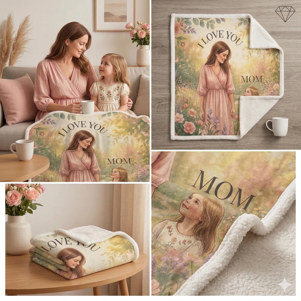 Personalized Mother's Day Velveteen Plush Blanket
