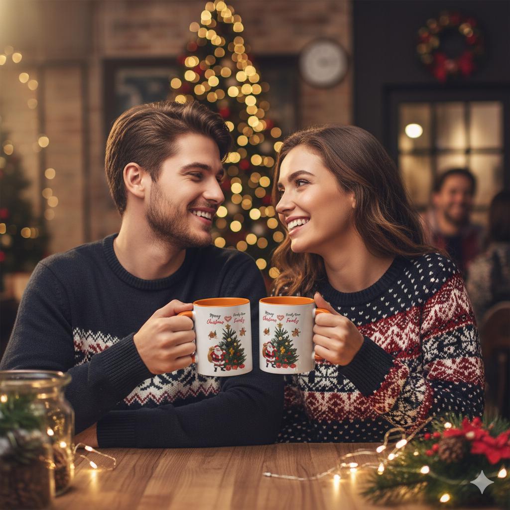 Personalized Family Christmas Mug, Matching Coffee Cups