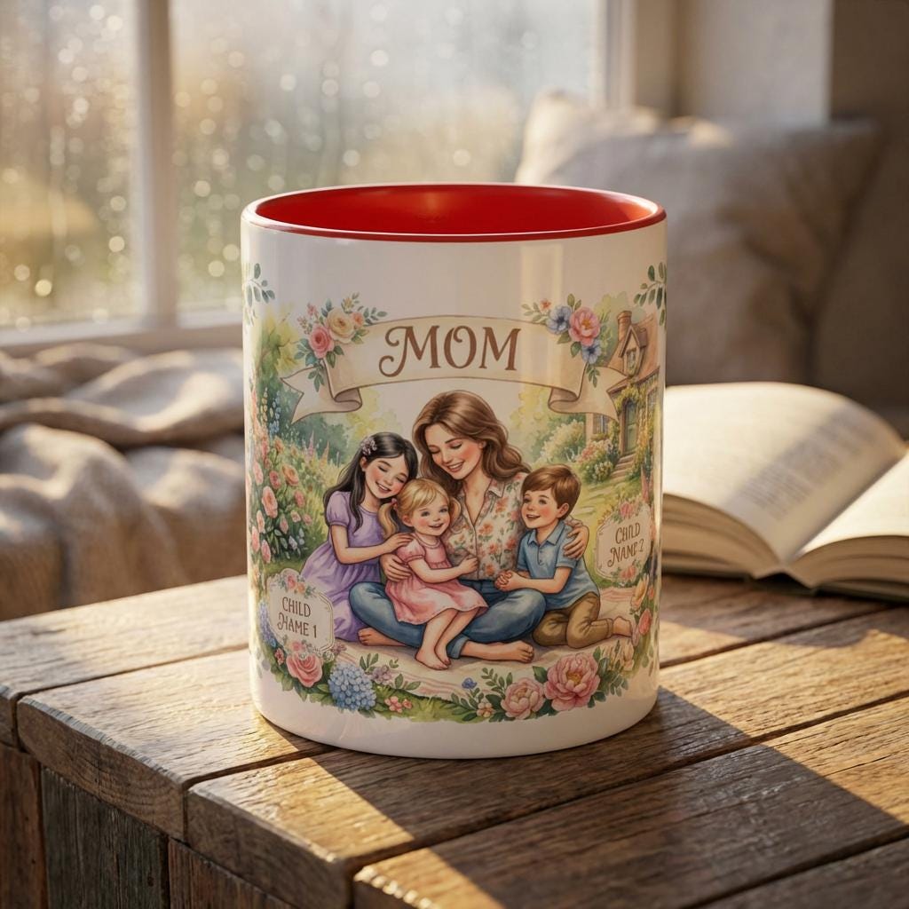 Personalized Mom Name Accent Coffee Mug | Custom Mother's Day Nana Grandma Ceramic Cup