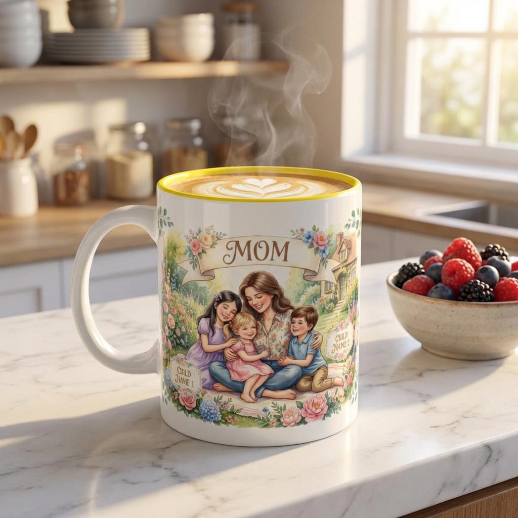 Personalized Mom Name Accent Coffee Mug | Custom Mother's Day Nana Grandma Ceramic Cup