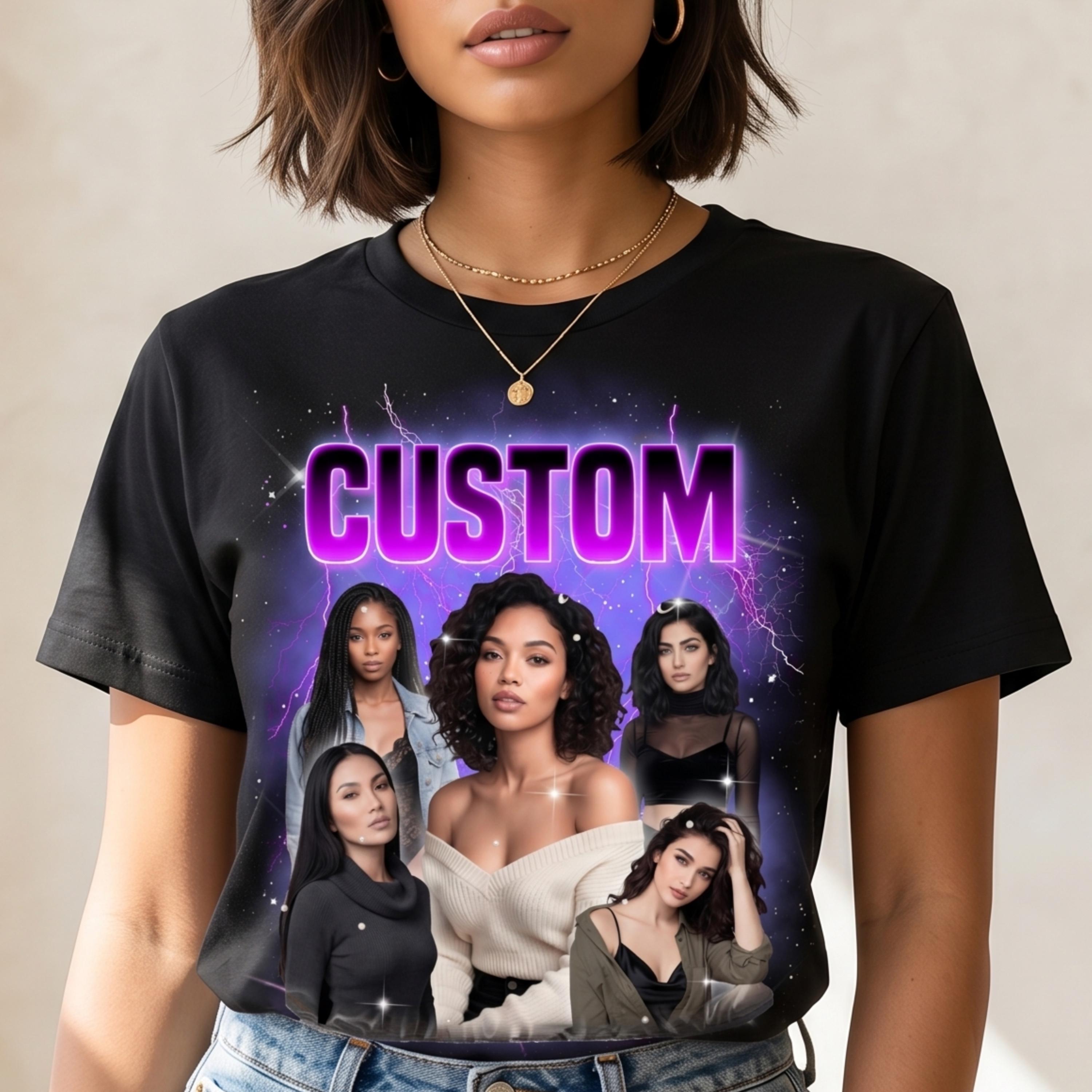 Custom Bootleg Collage T-Shirt, Personalized Photo Graphic Tee, Unisex Comfort Colors®