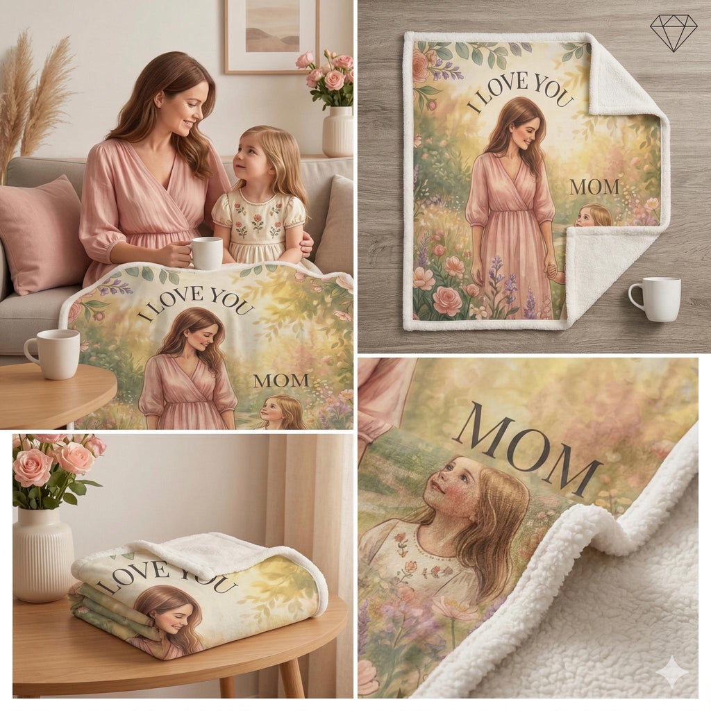 Personalized Mother's Day Velveteen Plush Blanket