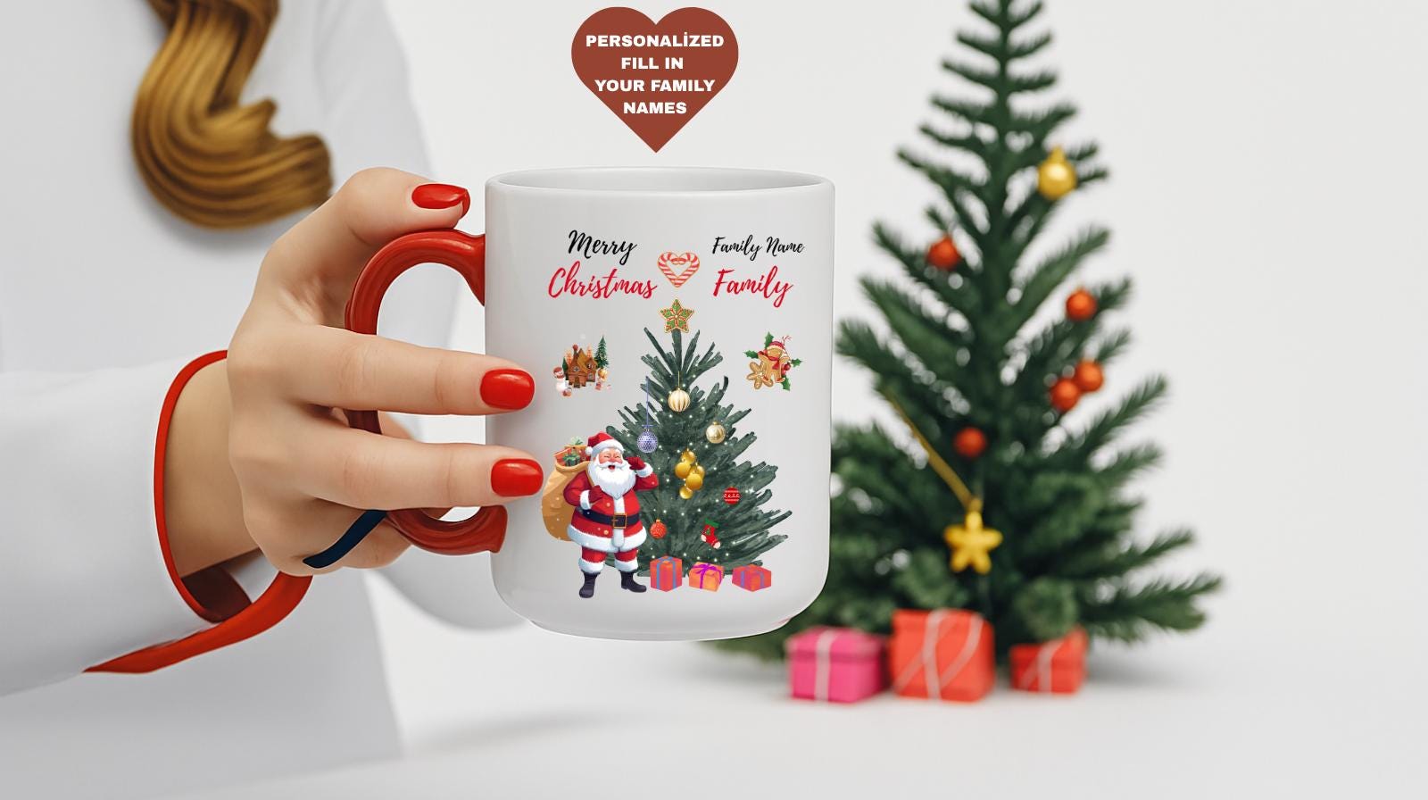 Personalized Family Christmas Mug, Matching Coffee Cups