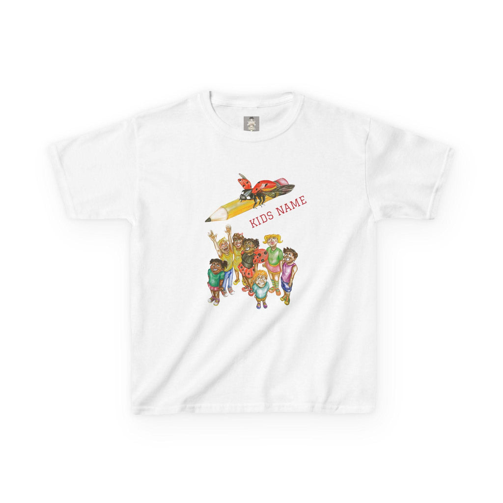 Personalized Kids Cartoon Adventure Crew T-Shirt | Rocket Pencil, Kids Name Back