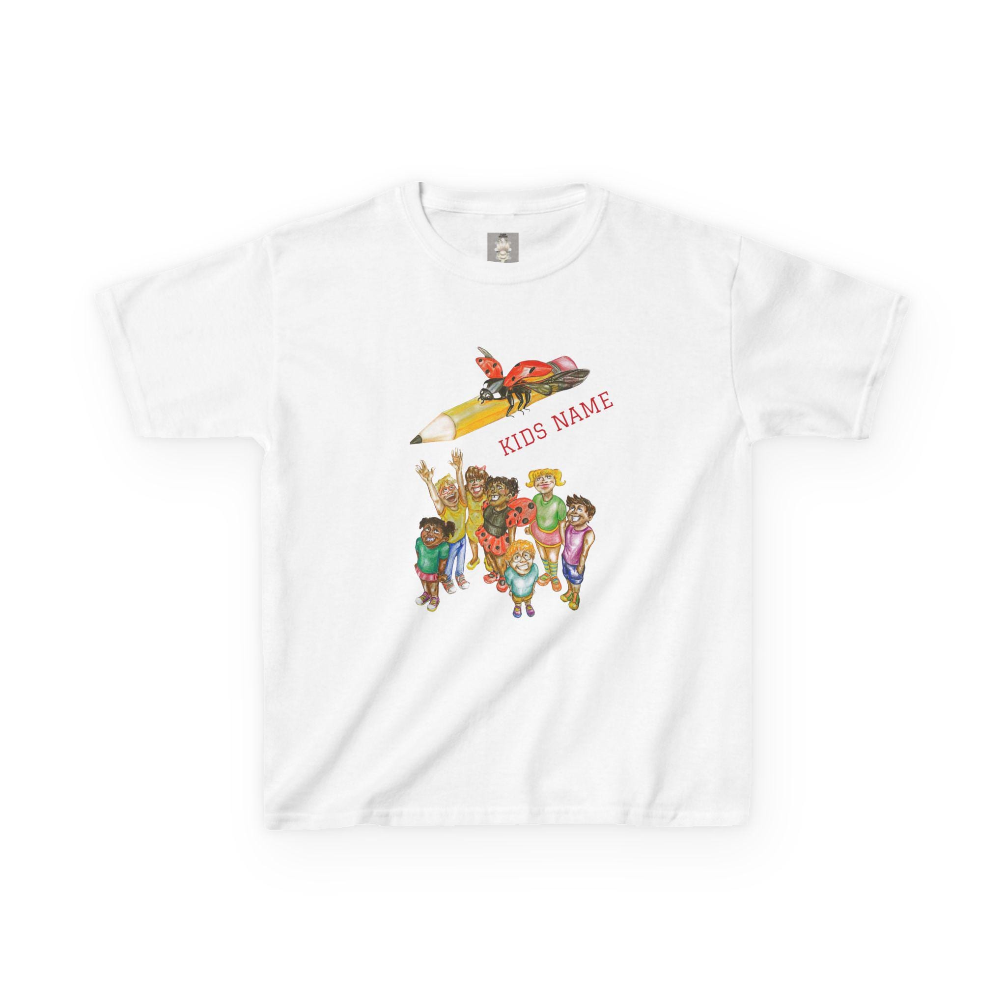 Personalized Kids Cartoon Adventure Crew T-Shirt | Rocket Pencil, Kids Name Back