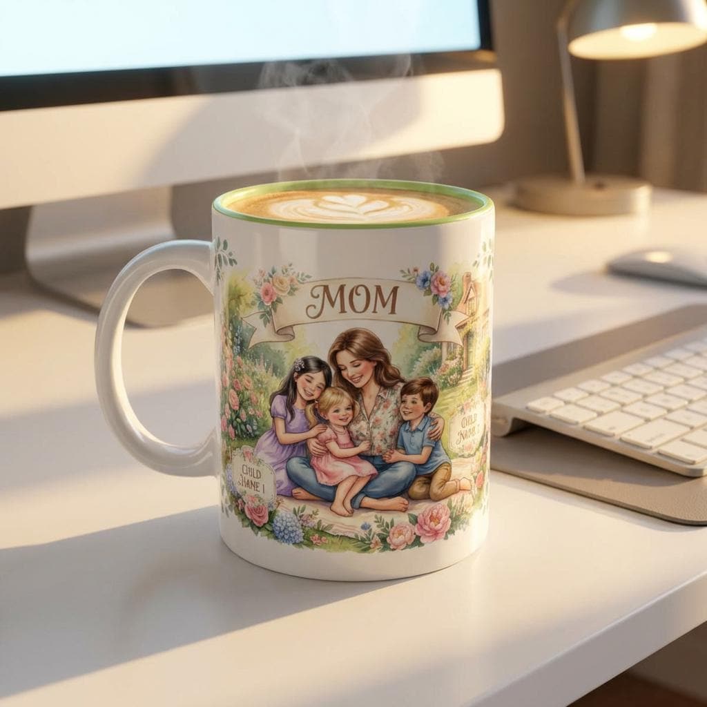 Personalized Mom Name Accent Coffee Mug | Custom Mother's Day Nana Grandma Ceramic Cup