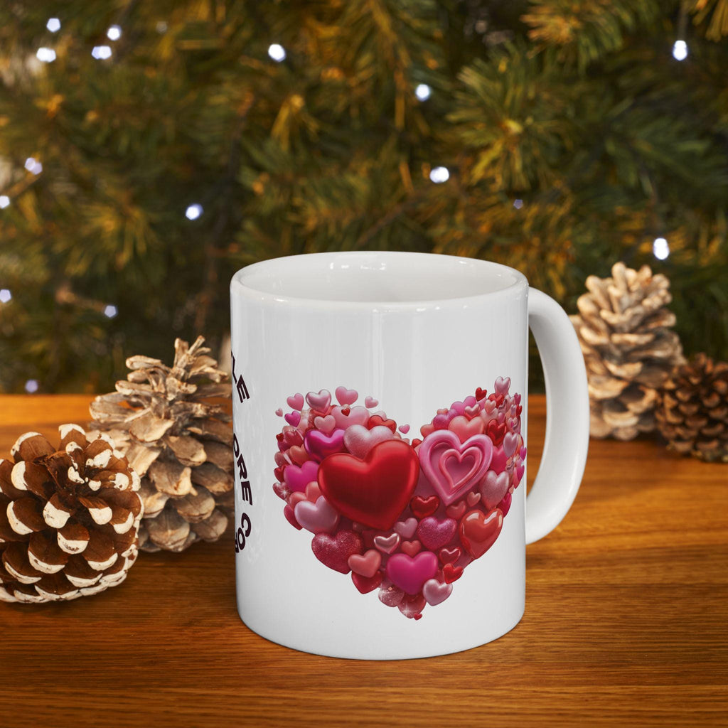 Personalized Heart Ceramic Mug, Custom Name Coffee Cup, Mother's Day Valentine Gift