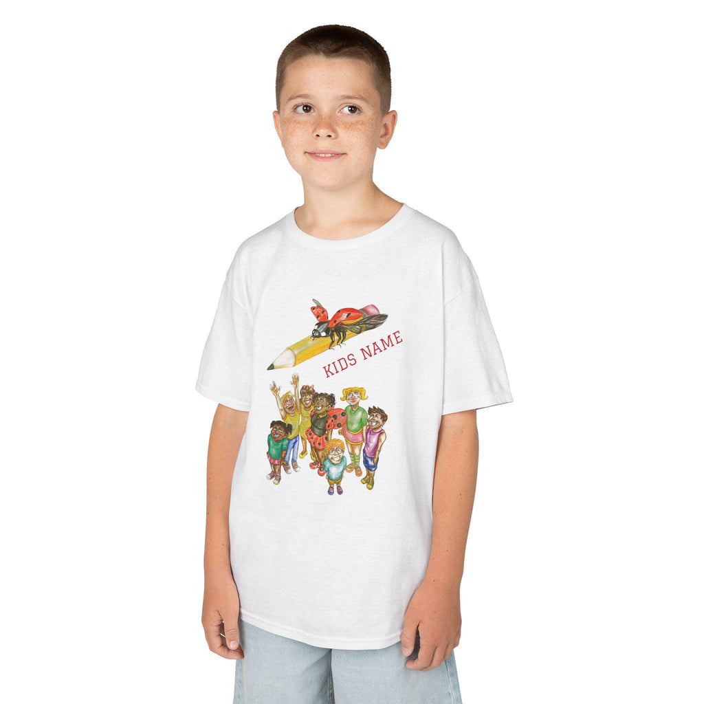 Personalized Kids Cartoon Adventure Crew T-Shirt | Rocket Pencil, Kids Name Back