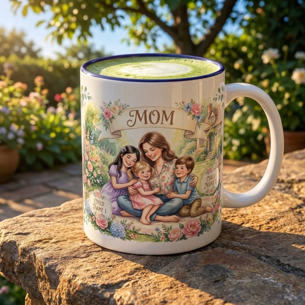 Personalized Mom Name Accent Coffee Mug | Custom Mother's Day Nana Grandma Ceramic Cup
