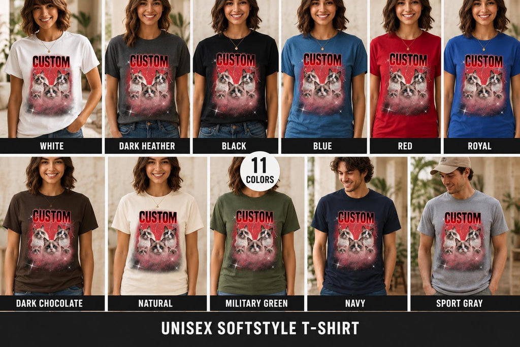 Custom Bootleg T-Shirt, Personalized Vintage Graphic Tee,  Custom Picture T-Shirt, Custom Photo Collage Tee, Unisex Oversized Gift