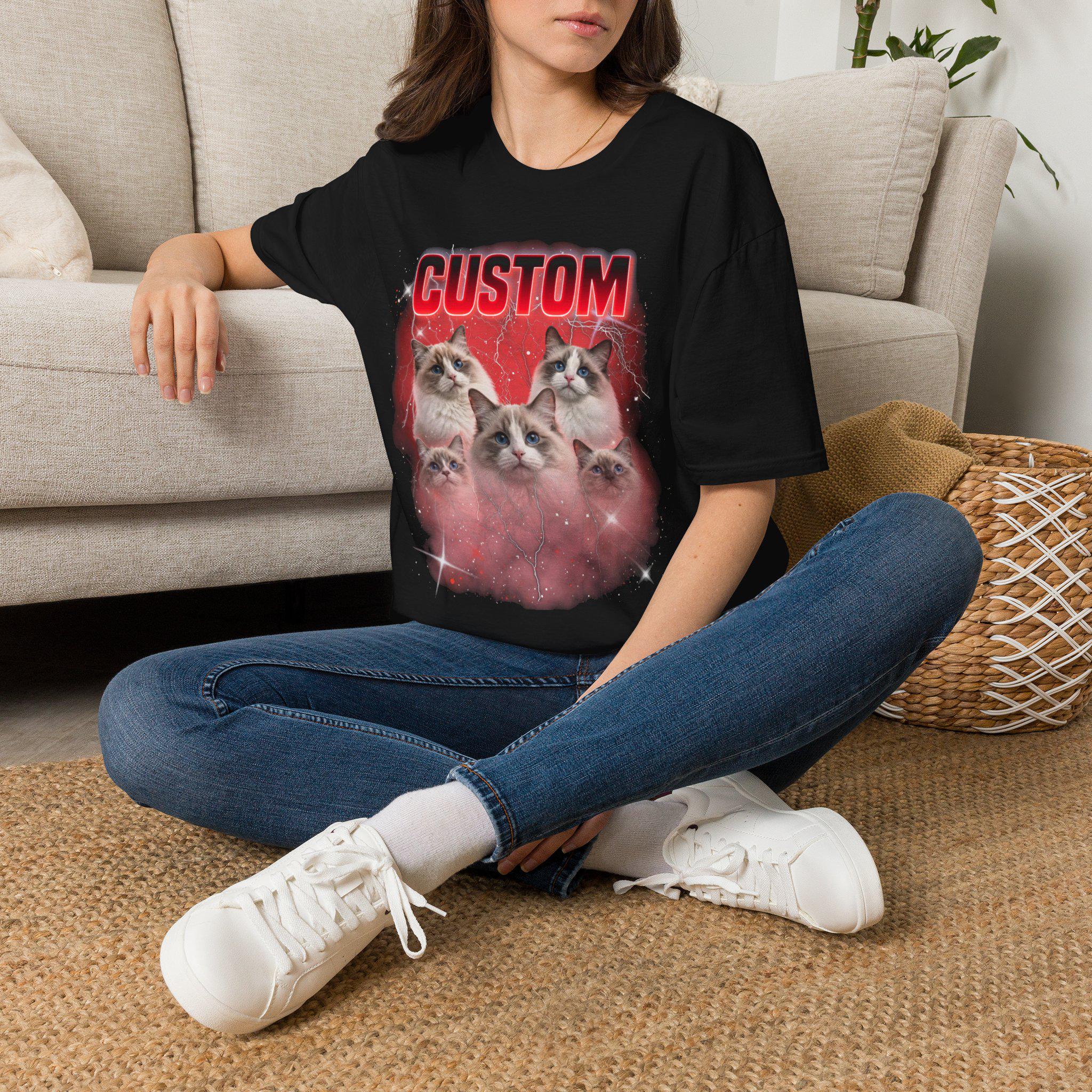 Custom Bootleg T-Shirt, Personalized Vintage Graphic Tee,  Custom Picture T-Shirt, Custom Photo Collage Tee, Unisex Oversized Gift