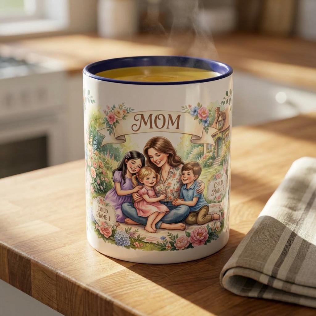 Personalized Mom Name Accent Coffee Mug | Custom Mother's Day Nana Grandma Ceramic Cup