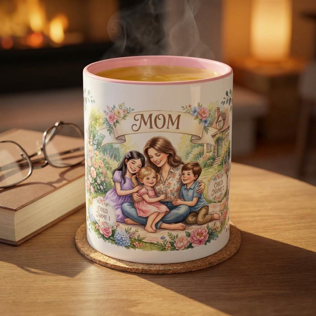 Personalized Mom Name Accent Coffee Mug | Custom Mother's Day Nana Grandma Ceramic Cup