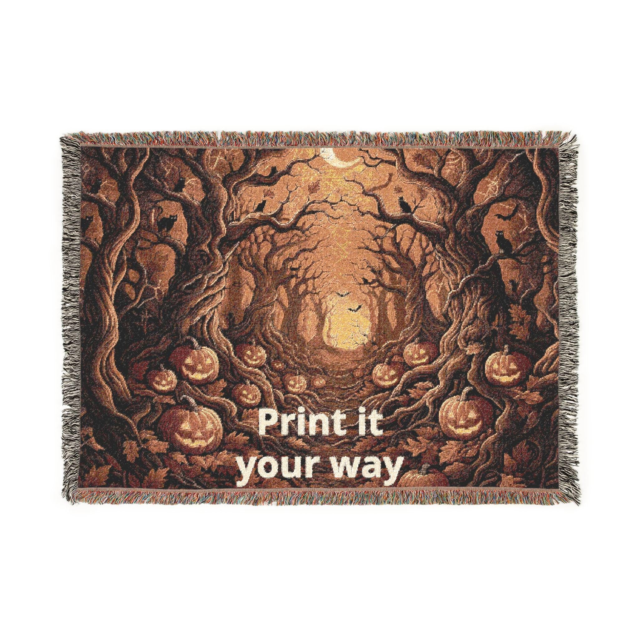 Neutral Halloween Blanket Boho Halloween Decor Woven Blanket Halloween Throw Blanket Fall Home Decor