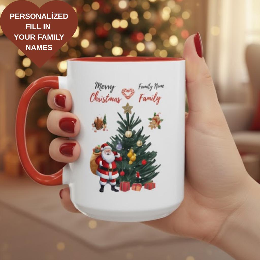 Personalized Family Christmas Mug, Matching Coffee Cups