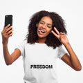 FREEDOM text tee | Quote back print tee, 'If small people cast big shadows'
