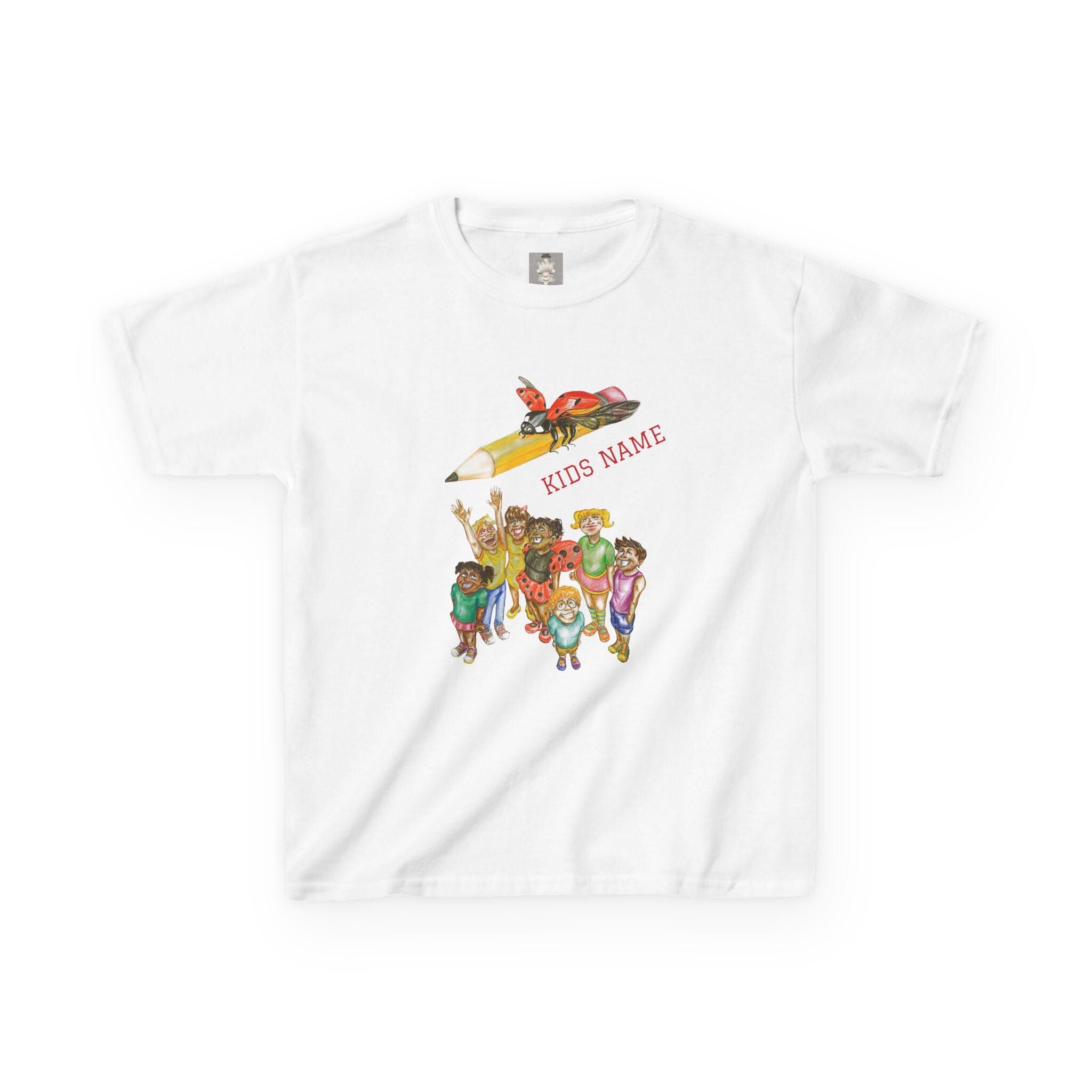 Personalized Kids Cartoon Adventure Crew T-Shirt | Rocket Pencil, Kids Name Back